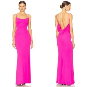 NEW NWT Katie May Damn Gina Low Back Maxi Gown In Electric Pink